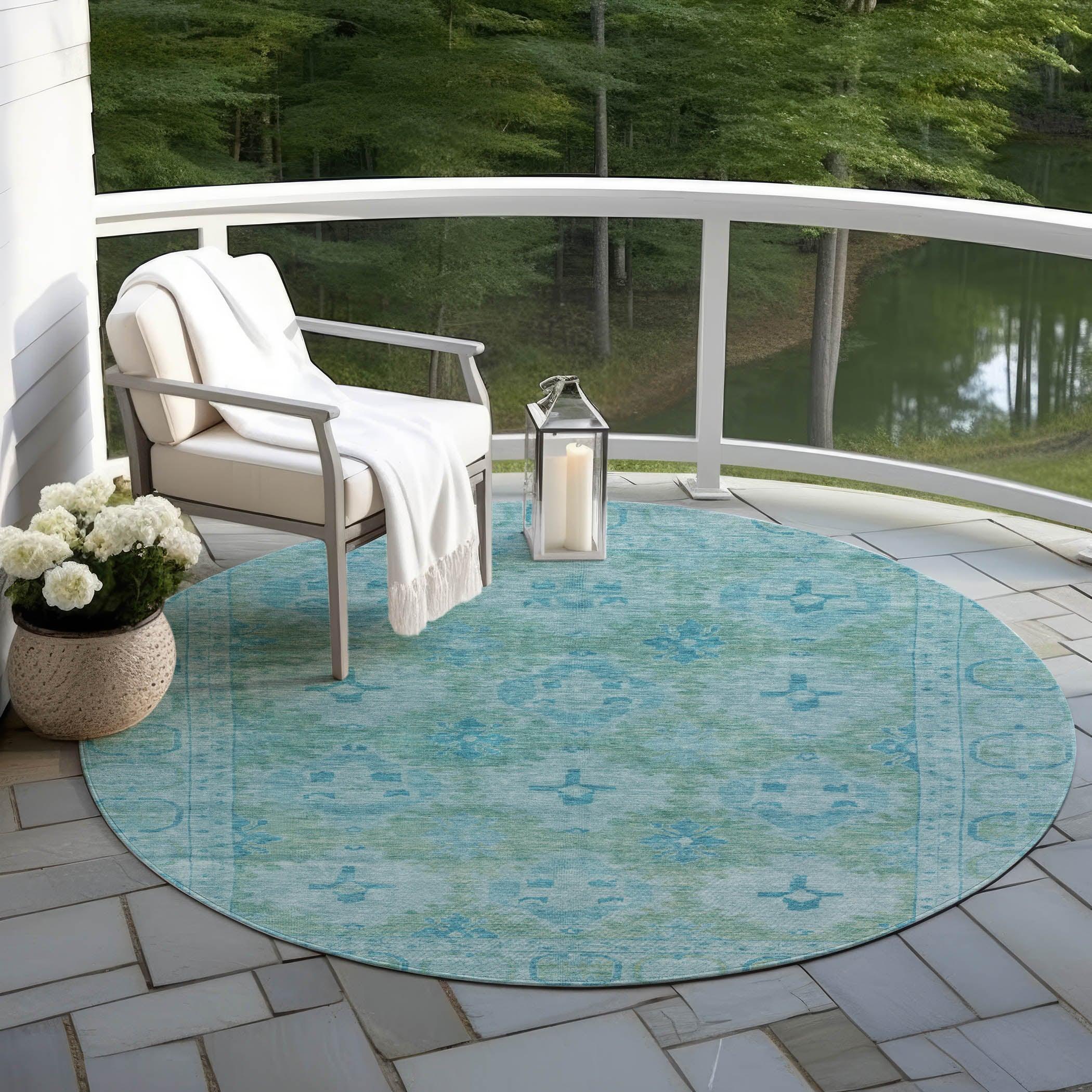 Addison Rugs Jaelora Teal Washable Indoor-Outdoor Rug