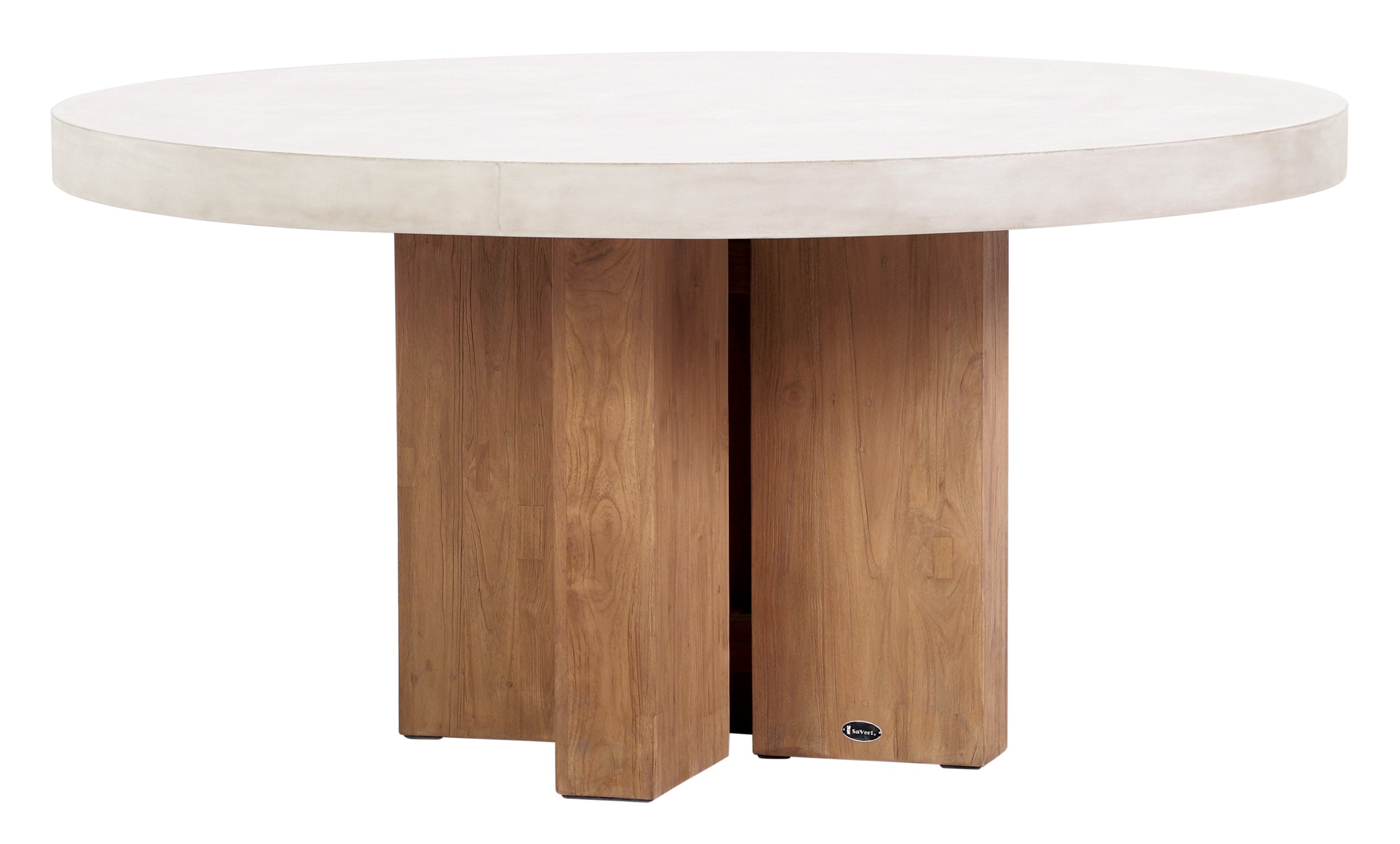 Java Teak and Concrete Dining Table - Ivory White Outdoor Dining Table