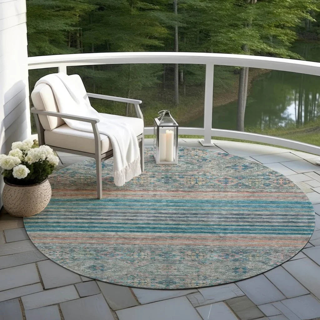 LOOMLAN Rugs Julissara Teal Washable Indoor-Outdoor Rug