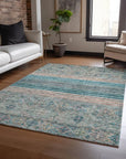 LOOMLAN Rugs Julissara Teal Washable Indoor-Outdoor Rug
