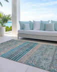 LOOMLAN Rugs Julissara Teal Washable Indoor-Outdoor Rug
