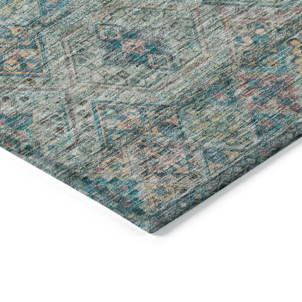 LOOMLAN Rugs Julissara Teal Washable Indoor-Outdoor Rug