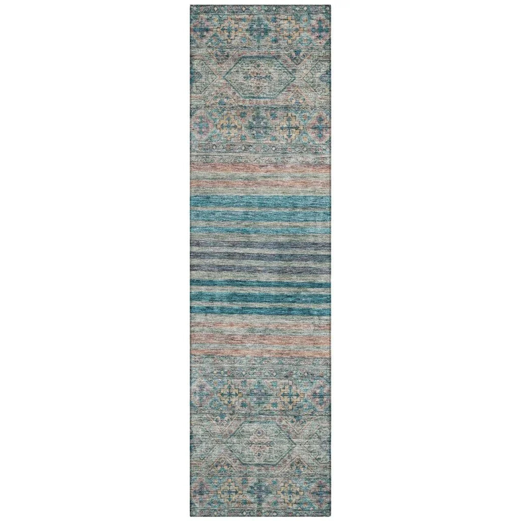 LOOMLAN Rugs Julissara Teal Washable Indoor-Outdoor Rug