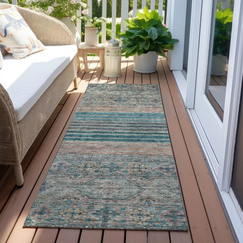 LOOMLAN Rugs Julissara Teal Washable Indoor-Outdoor Rug