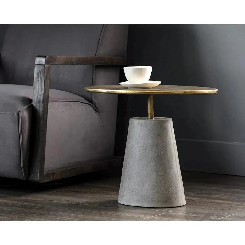 SUNPAN Kadin Concrete Based Steel Oval Side Table