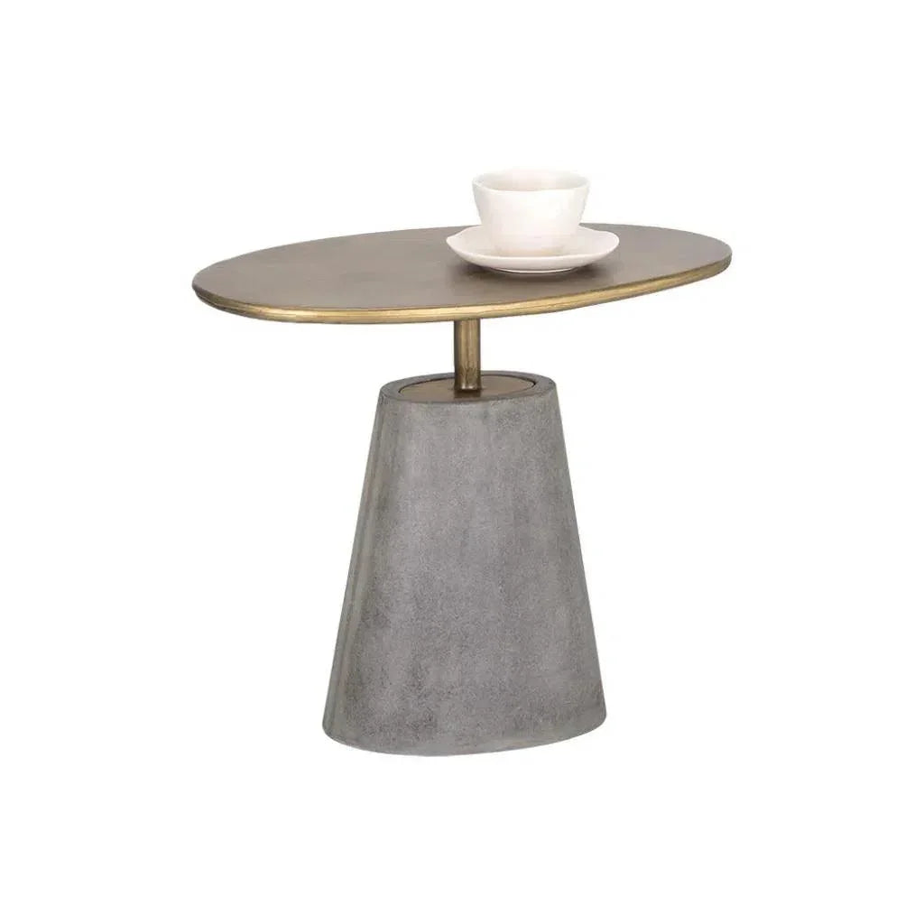 SUNPAN Kadin Concrete Based Steel Oval Side Table