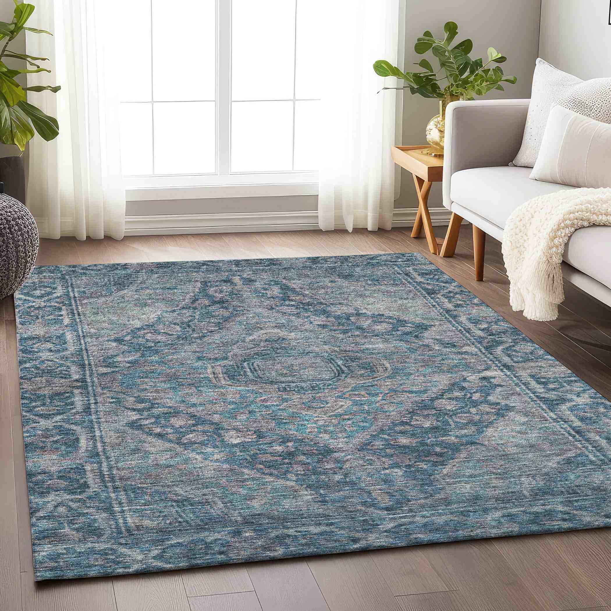 Addison Rugs Kaelanor Blue Washable Indoor-Outdoor Rug