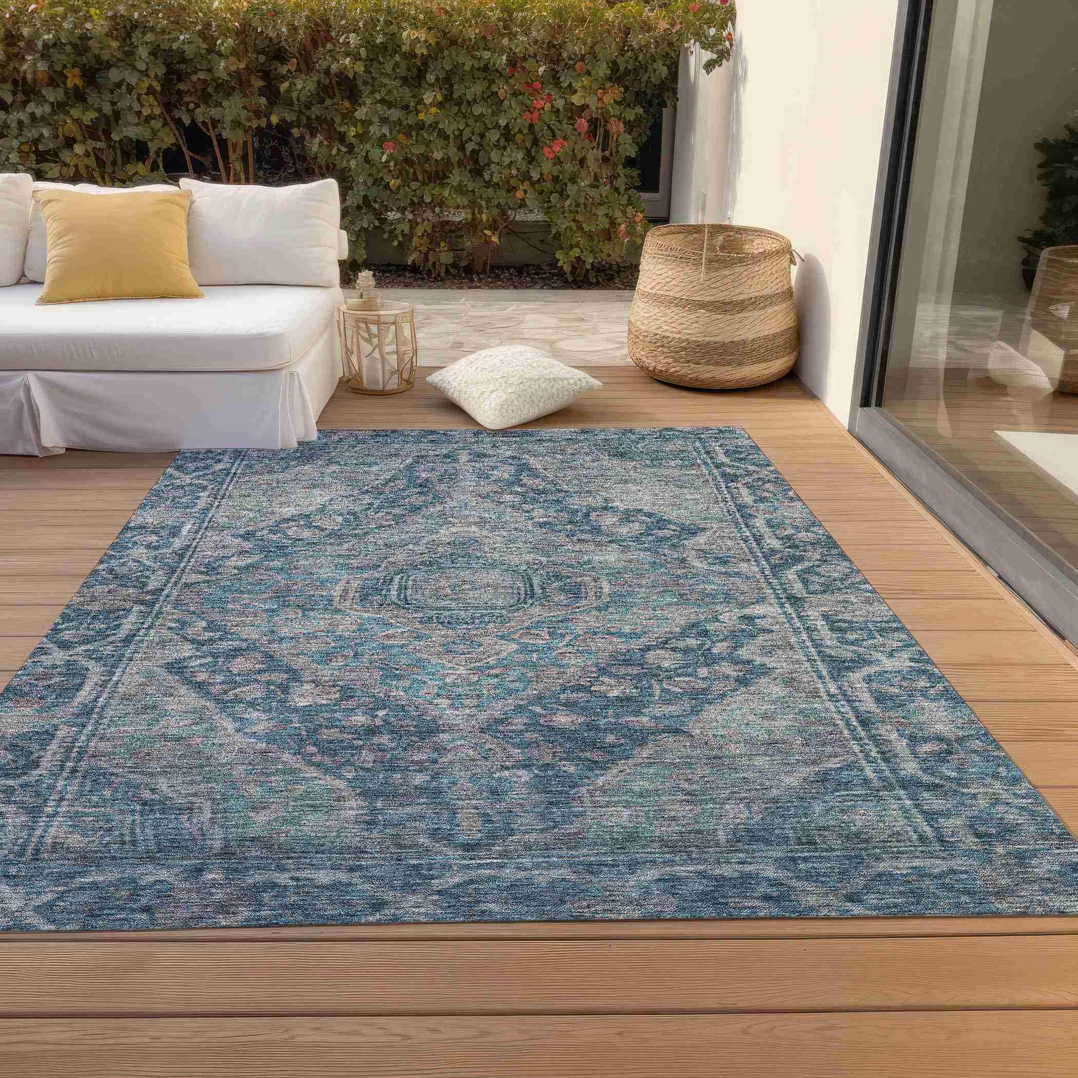 Addison Rugs Kaelanor Blue Washable Indoor-Outdoor Rug