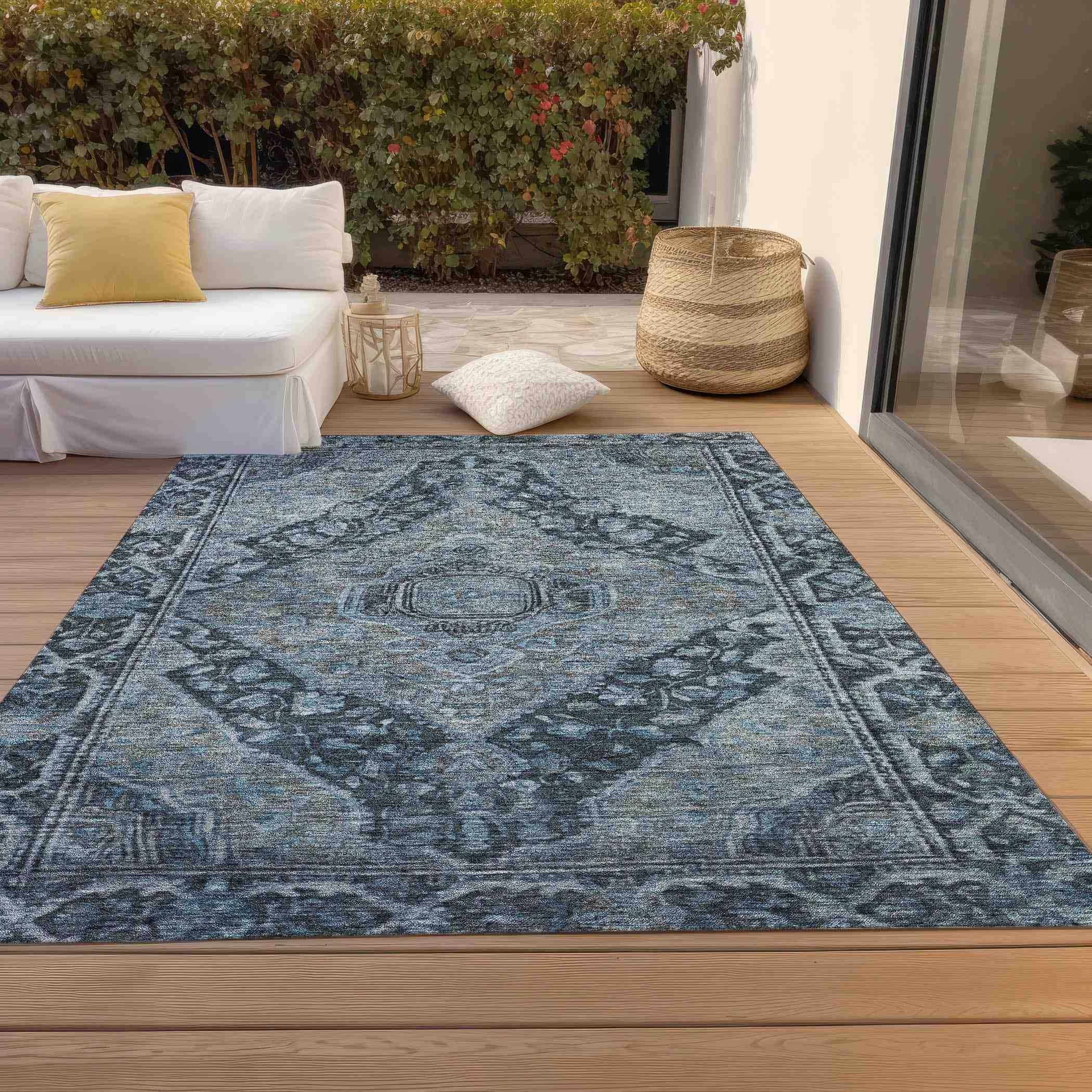 Addison Rugs Kaelanor Navy Washable Indoor-Outdoor Rug