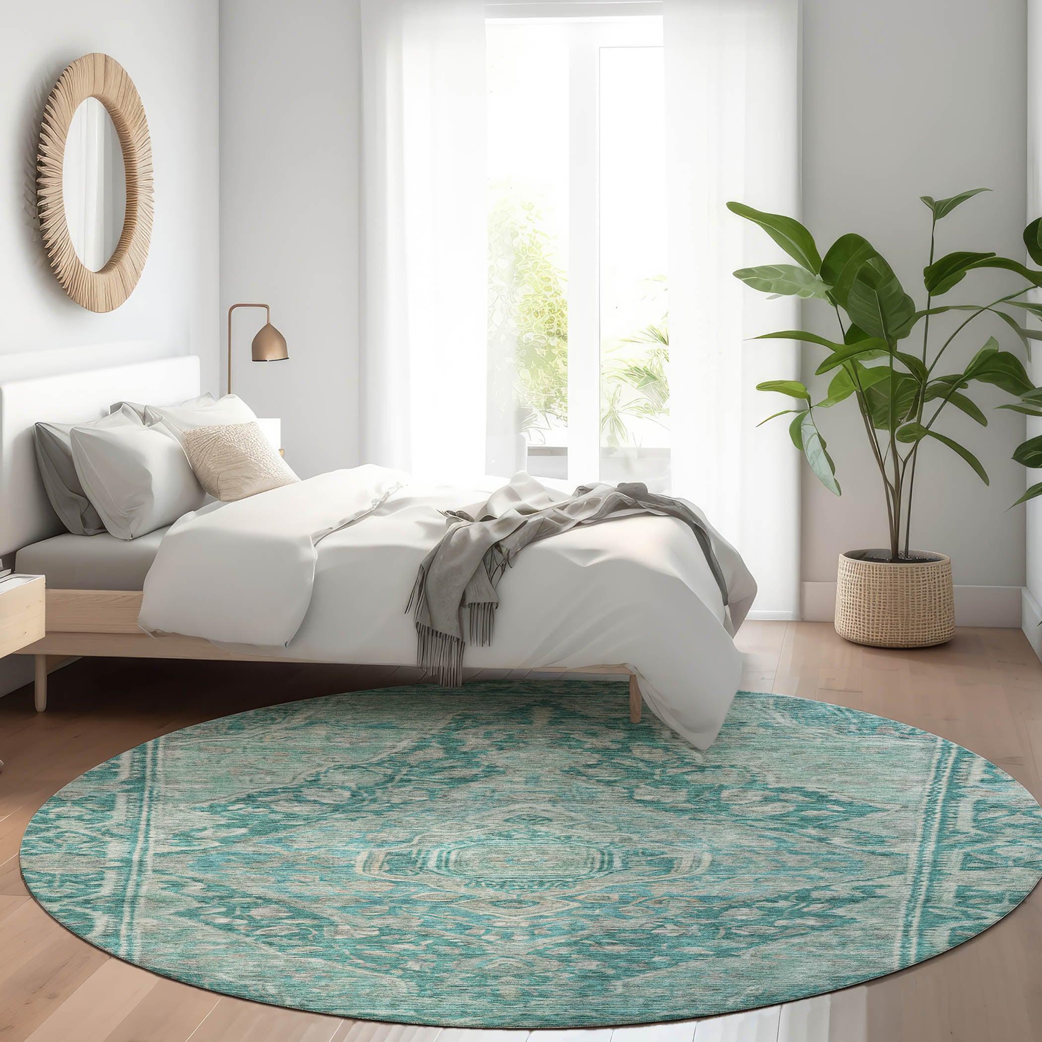 Addison Rugs Kaelanor Teal Washable Indoor-Outdoor Rug