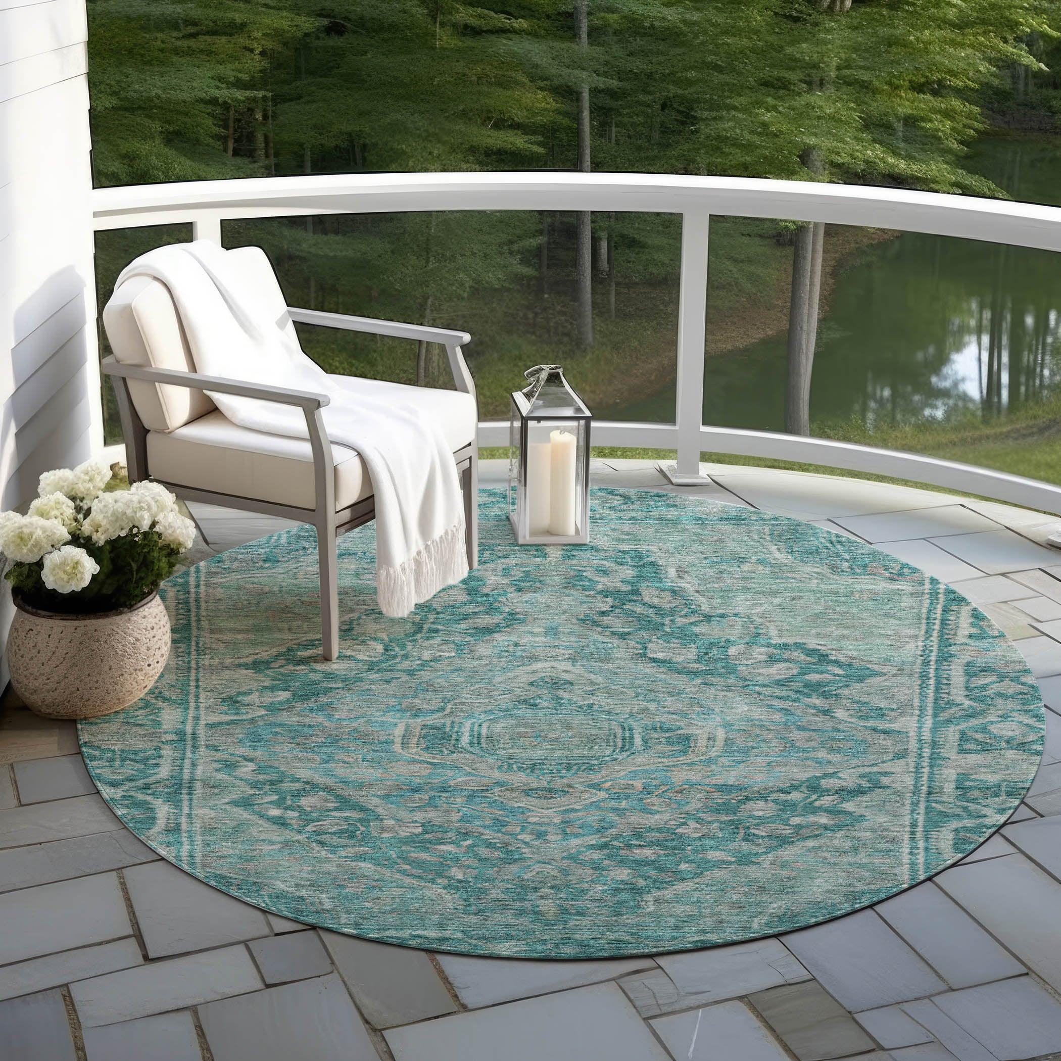 Addison Rugs Kaelanor Teal Washable Indoor-Outdoor Rug