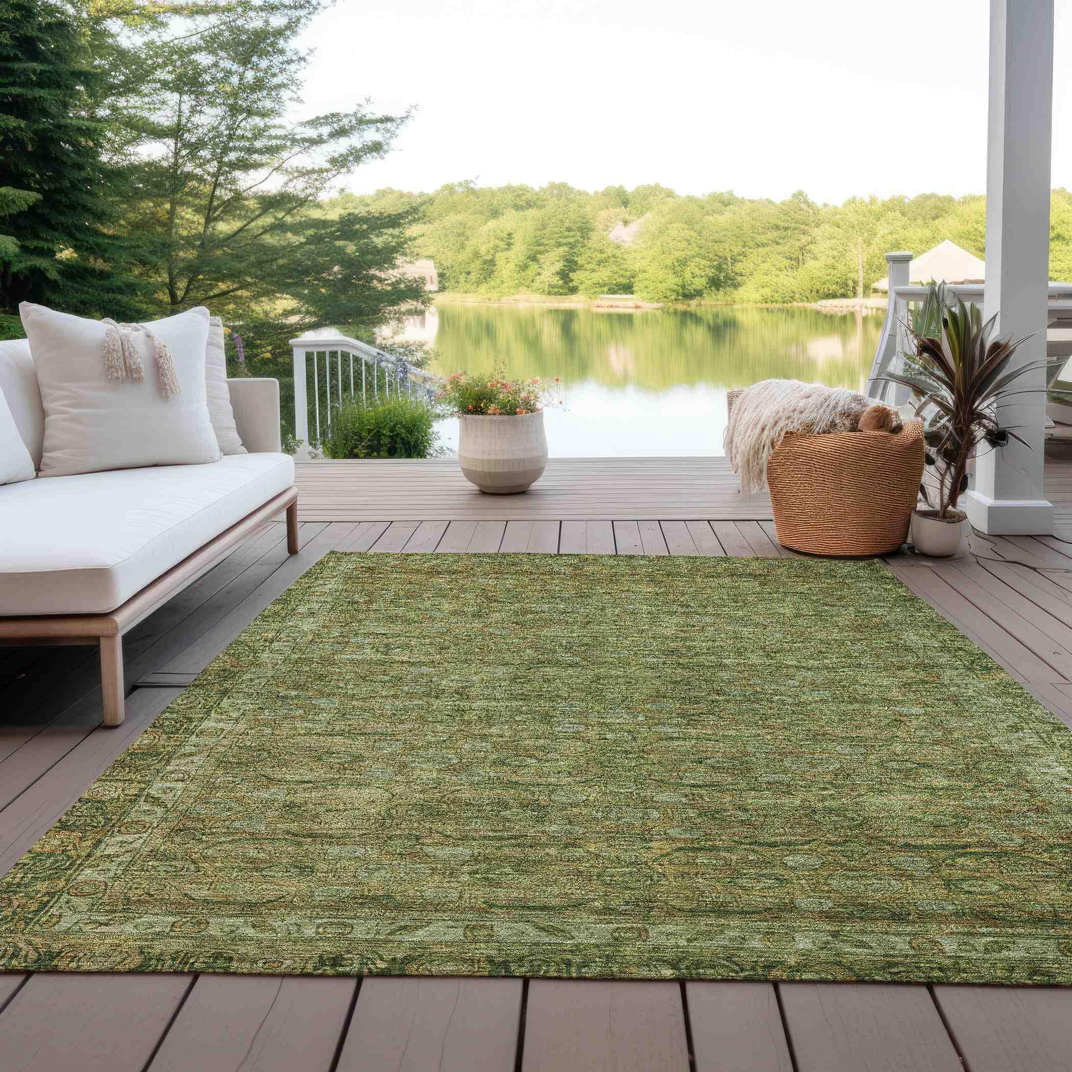 Addison Rugs Kaelara Green Washable Indoor-Outdoor Rug