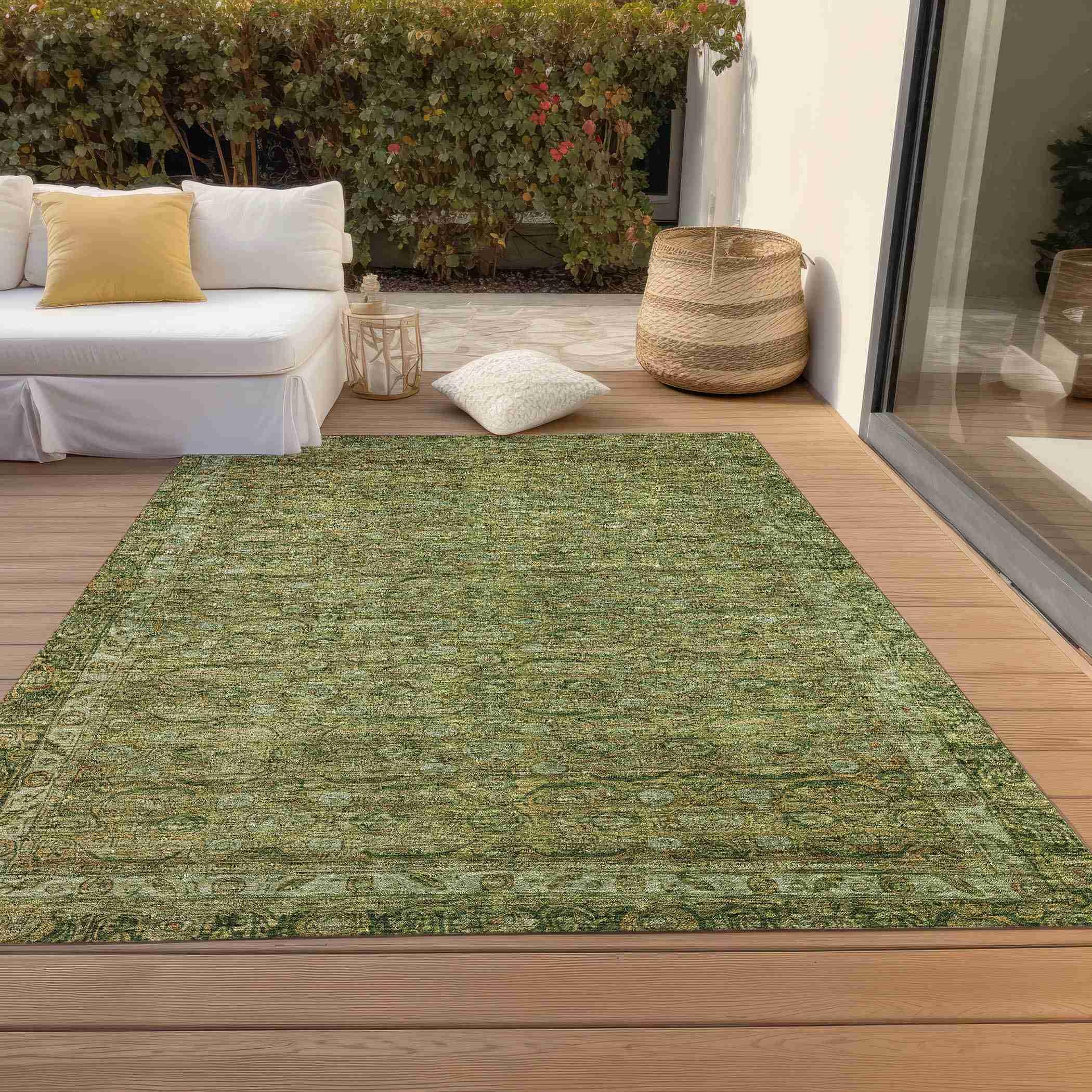 Addison Rugs Kaelara Green Washable Indoor-Outdoor Rug