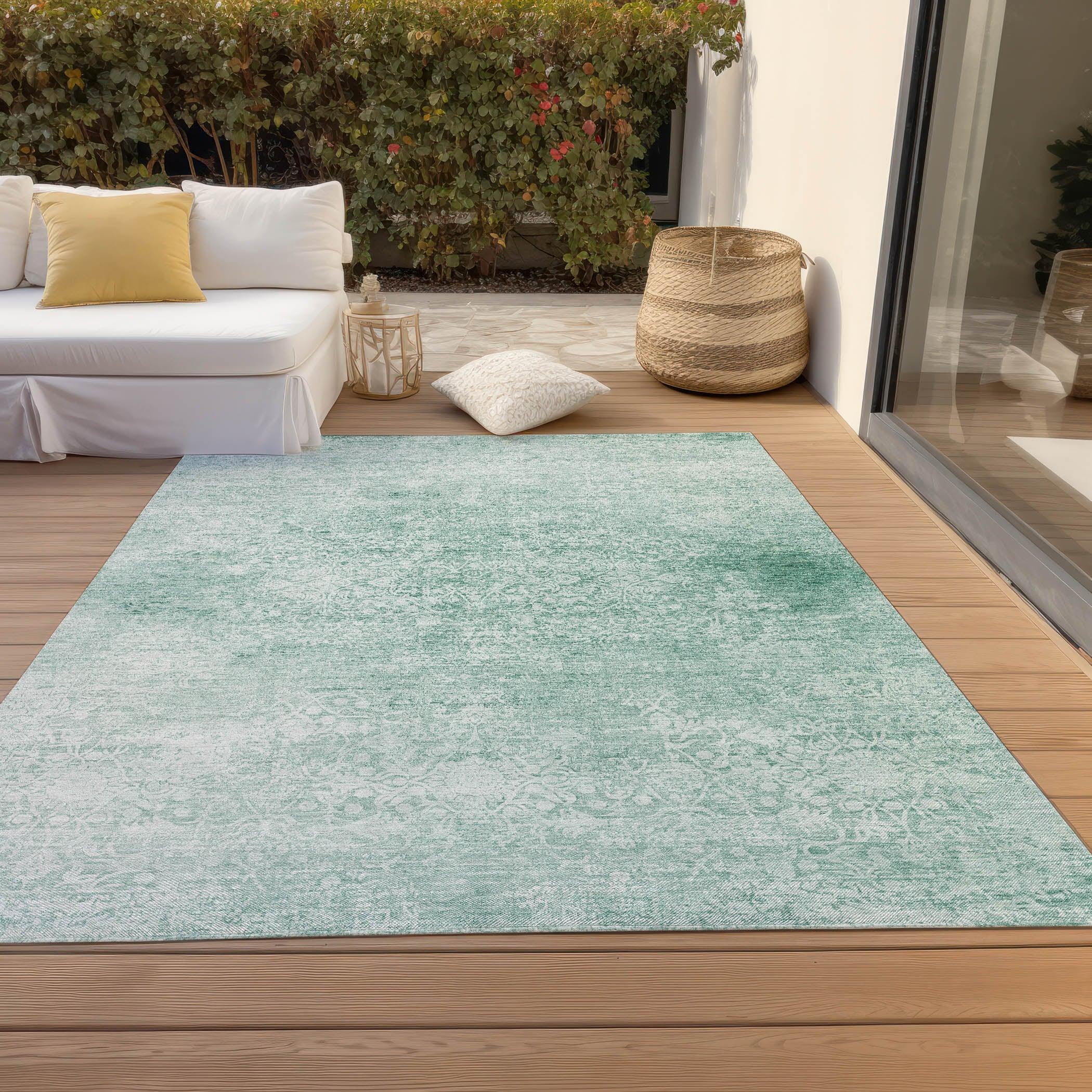 Addison Rugs Kaelas Teal Washable Indoor-Outdoor Rug