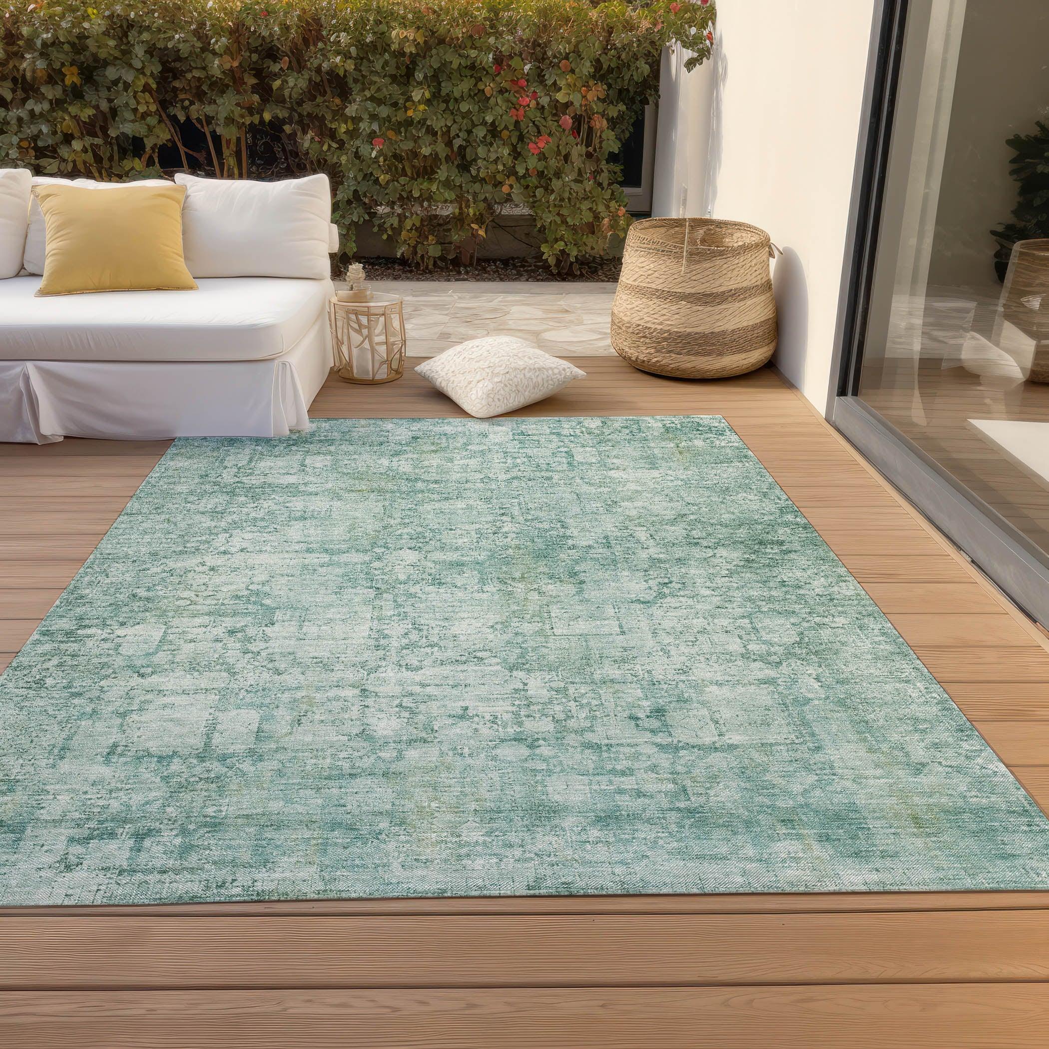 Addison Rugs Kaelien Teal Washable Indoor-Outdoor Rug