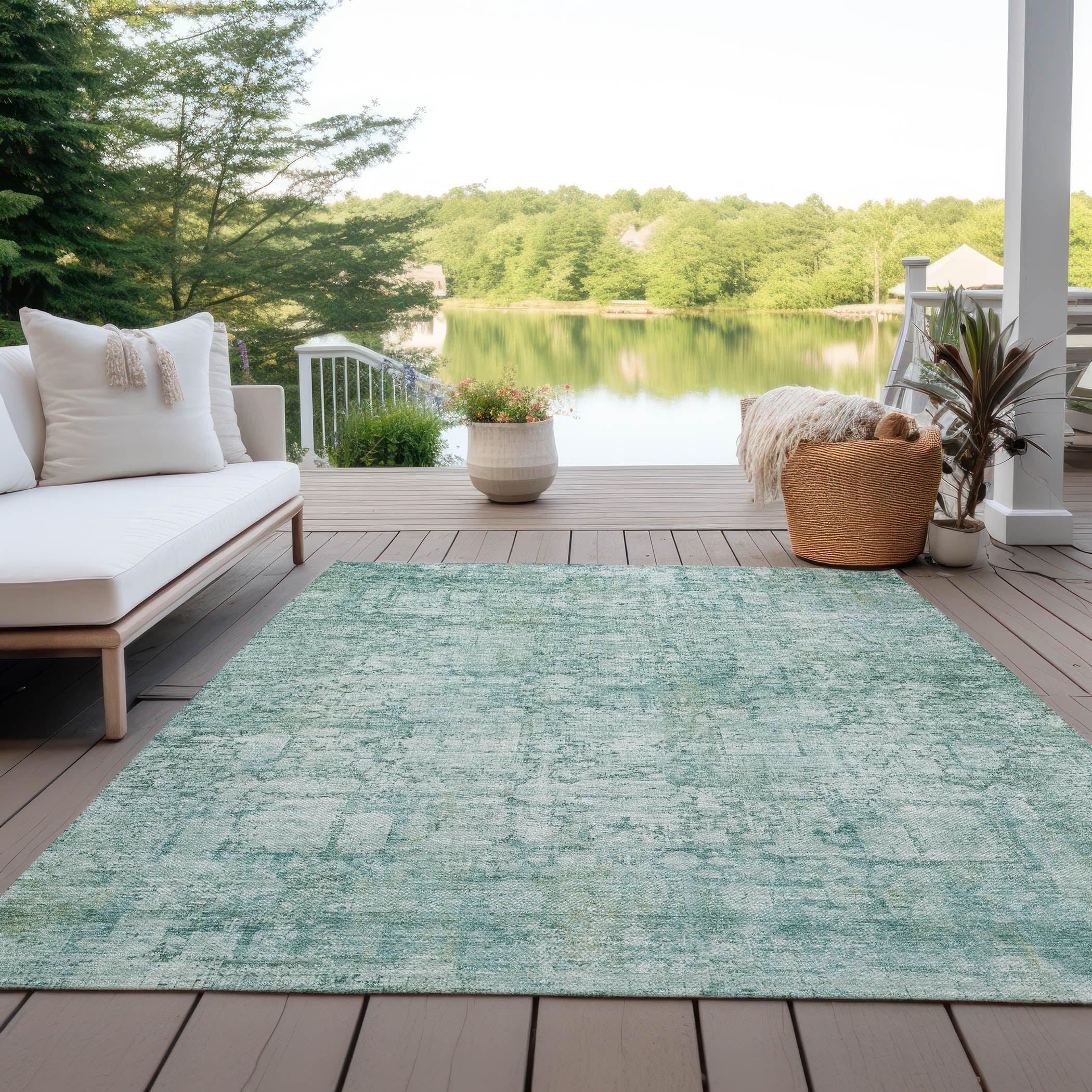 Addison Rugs Kaelien Teal Washable Indoor-Outdoor Rug