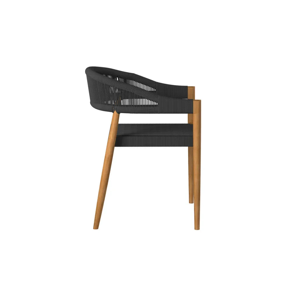 HiTeak Klint Teak Stackable Rope Patio Dining Armchair 4PC