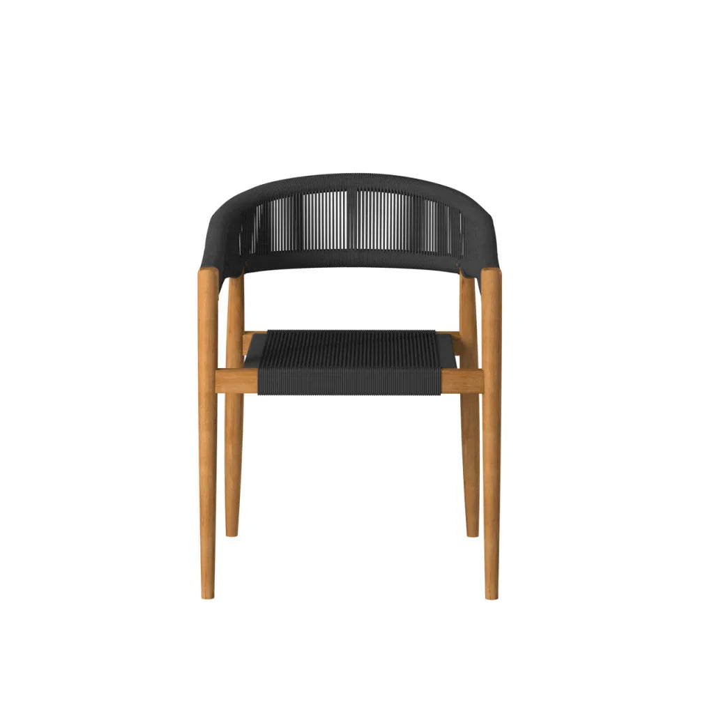 HiTeak Klint Teak Stackable Rope Patio Dining Armchair 4PC