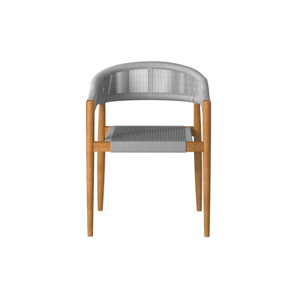 HiTeak Klint Teak Stackable Rope Patio Dining Armchair 4PC