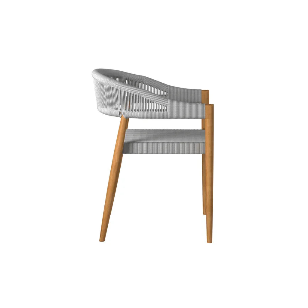 HiTeak Klint Teak Stackable Rope Patio Dining Armchair 4PC