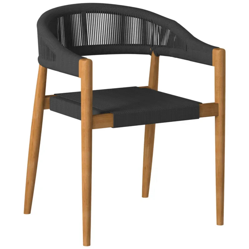 HiTeak Klint Teak Stackable Rope Patio Dining Armchair 4PC