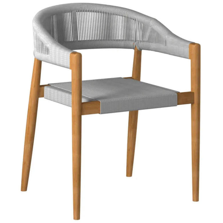 HiTeak Klint Teak Stackable Rope Patio Dining Armchair 4PC