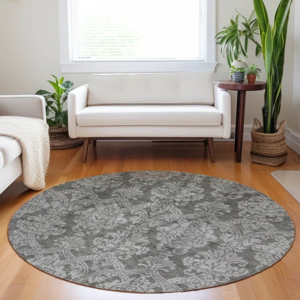 LOOMLAN Rugs Krymera Gray Washable Indoor-Outdoor Rug