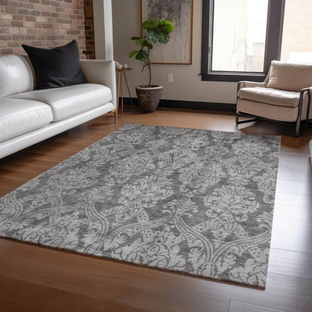 LOOMLAN Rugs Krymera Gray Washable Indoor-Outdoor Rug