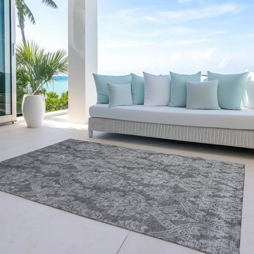 LOOMLAN Rugs Krymera Gray Washable Indoor-Outdoor Rug