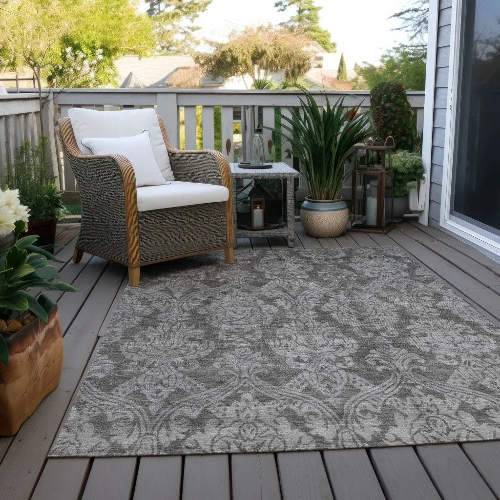 LOOMLAN Rugs Krymera Gray Washable Indoor-Outdoor Rug