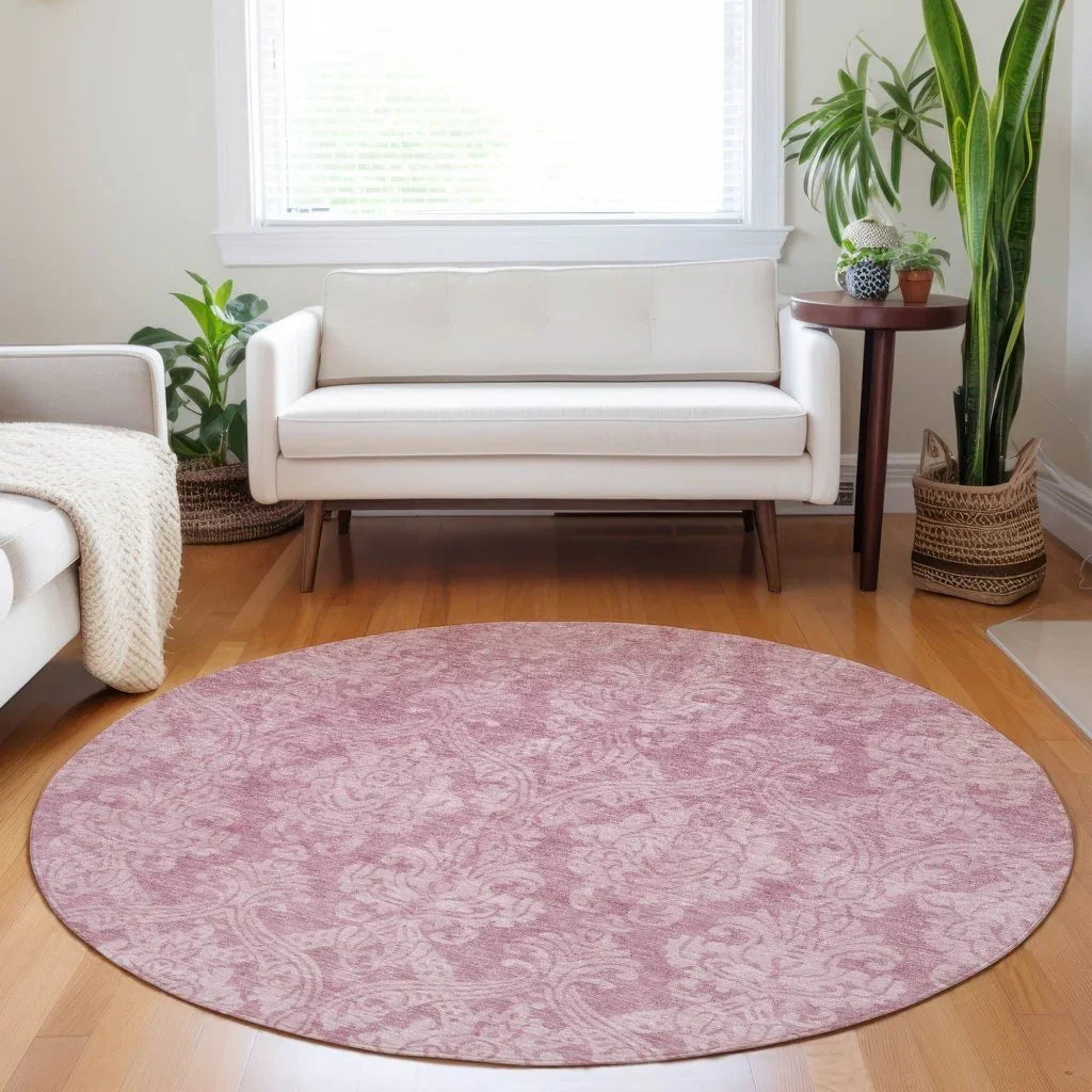LOOMLAN Rugs Krymera Pink Washable Indoor-Outdoor Rug