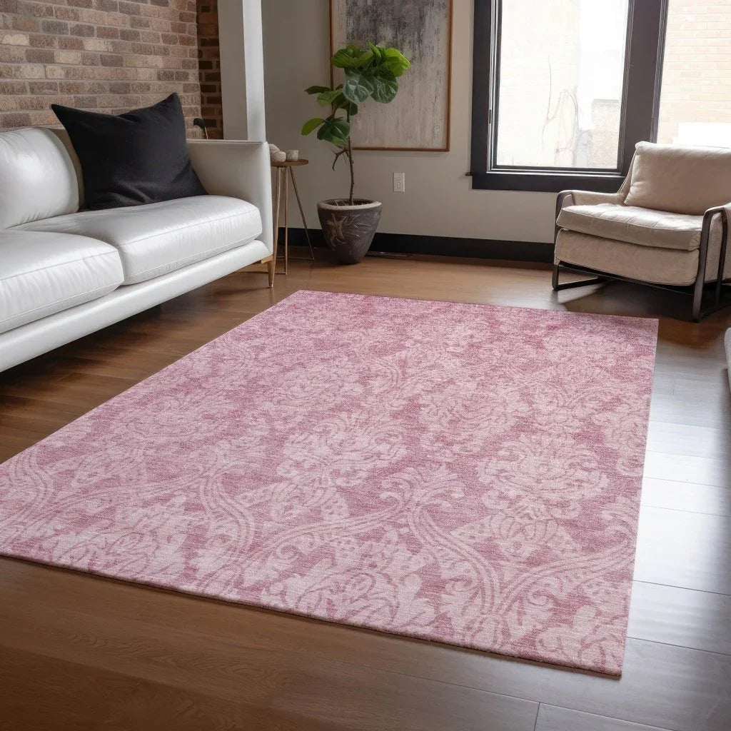 LOOMLAN Rugs Krymera Pink Washable Indoor-Outdoor Rug