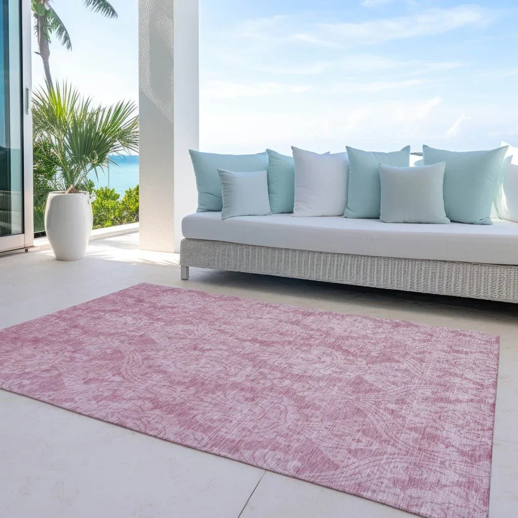 LOOMLAN Rugs Krymera Pink Washable Indoor-Outdoor Rug