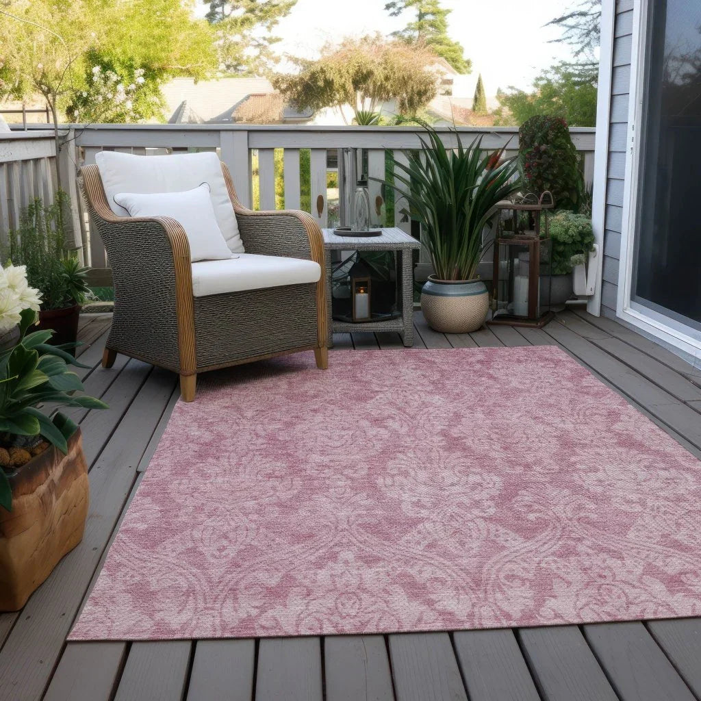 LOOMLAN Rugs Krymera Pink Washable Indoor-Outdoor Rug