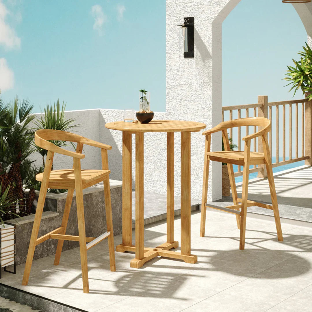 HiTeak La Costa Patio Barrel Back Counter Height Armchair