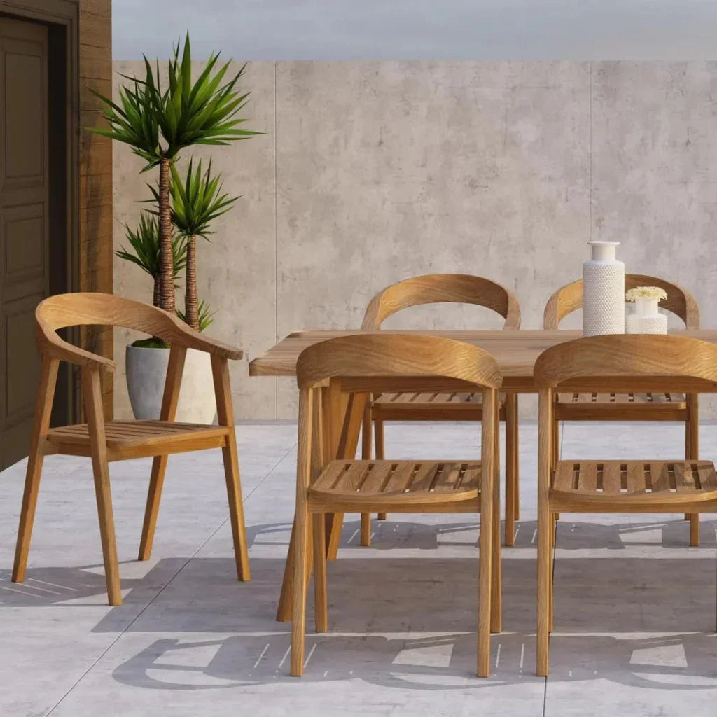 HiTeak La Costa Teak Barrel Back Outdoor Dining Armchair