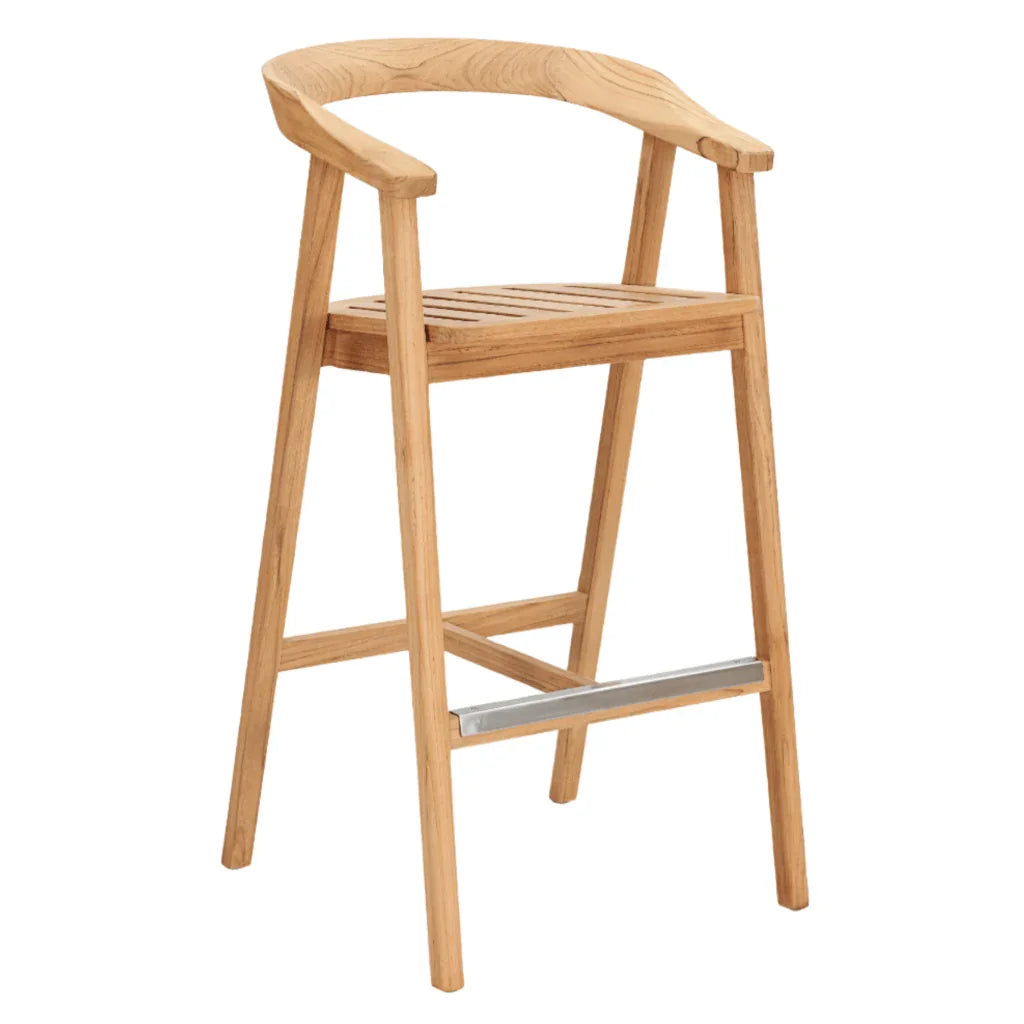 HiTeak La Costa Teak Patio Barrel Back Bar Armchair