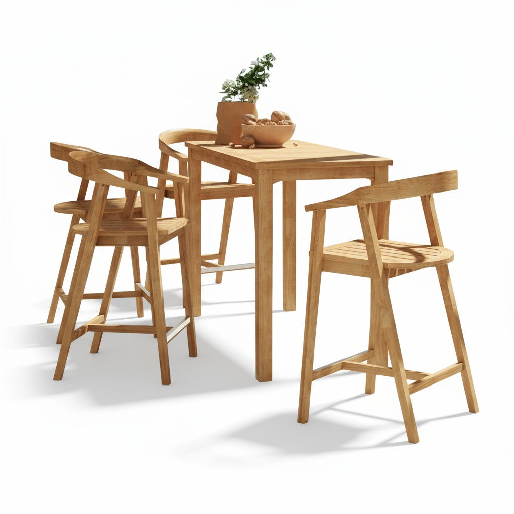HiTeak La Costa Teak Patio Counter Height Dining Set 5PC