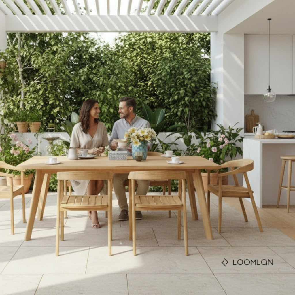 HiTeak La Costa Teak Patio Rectangular Dining Set 7PC