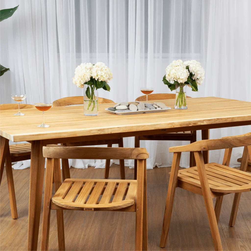 HiTeak La Costa Teak Patio Rectangular Dining Set 7PC
