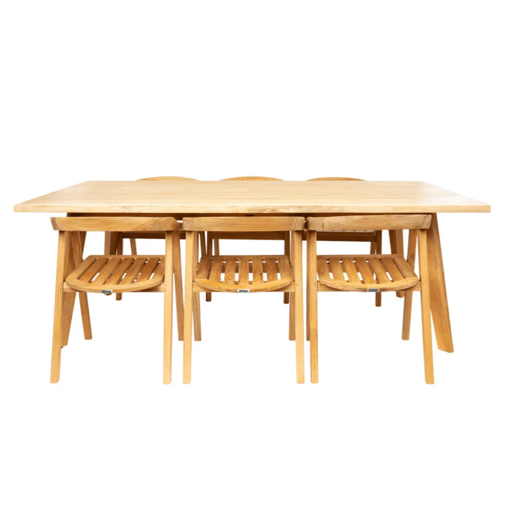HiTeak La Costa Teak Patio Rectangular Dining Set 7PC