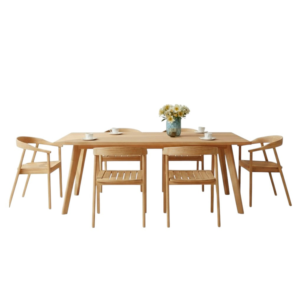 HiTeak La Costa Teak Patio Rectangular Dining Set 7PC