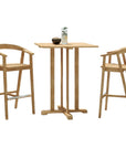 HiTeak La Costa Teak Patio Square Bar Dining Set 3PC