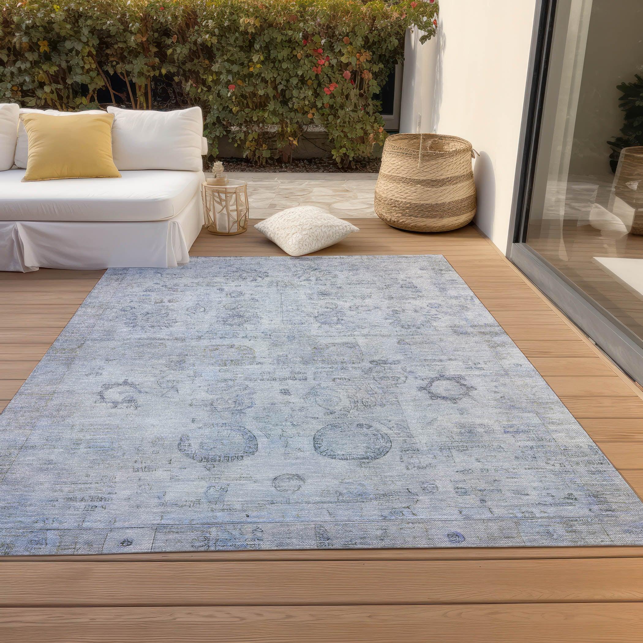 Addison Rugs Laeanor Blue Washable Indoor-Outdoor Rug