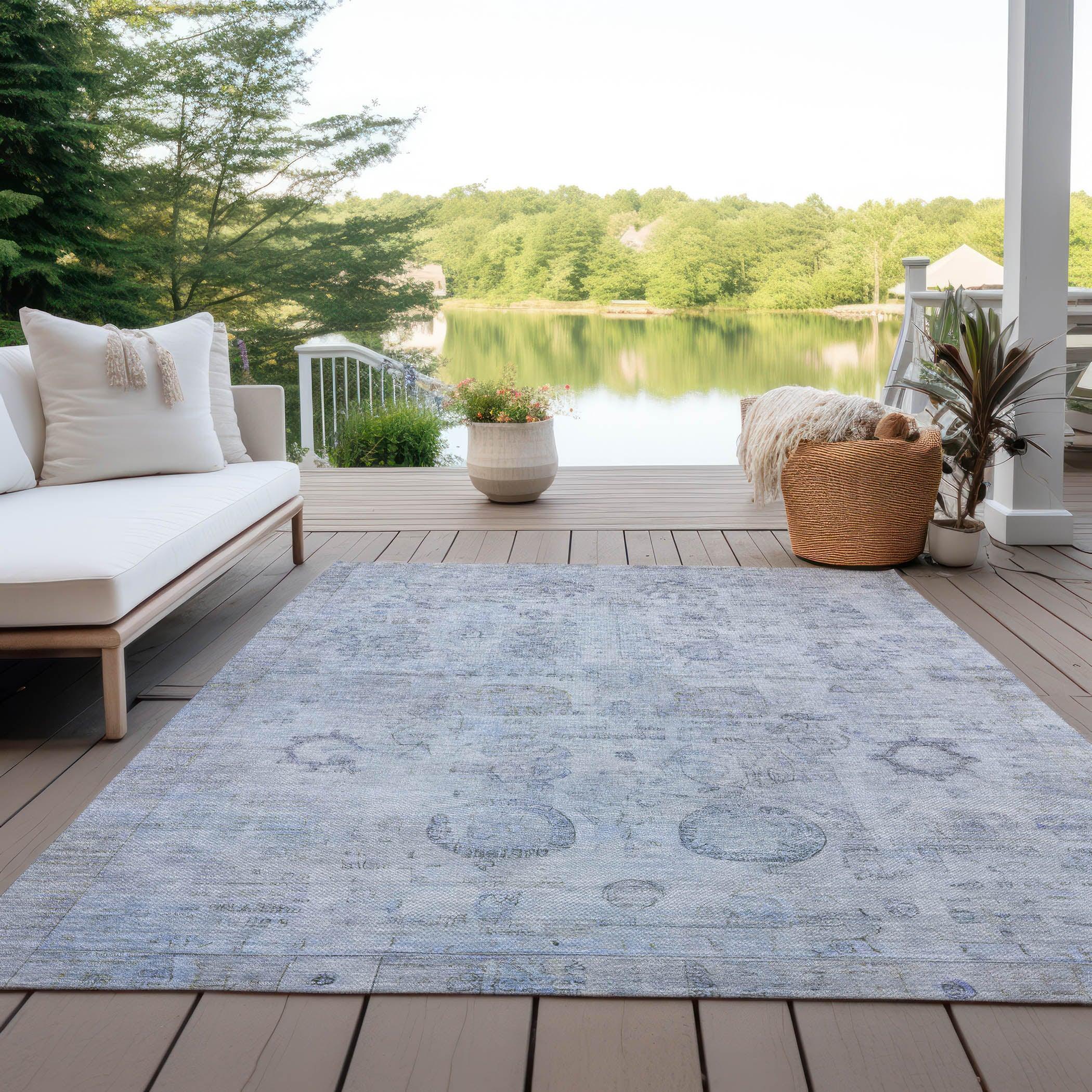 Addison Rugs Laeanor Blue Washable Indoor-Outdoor Rug
