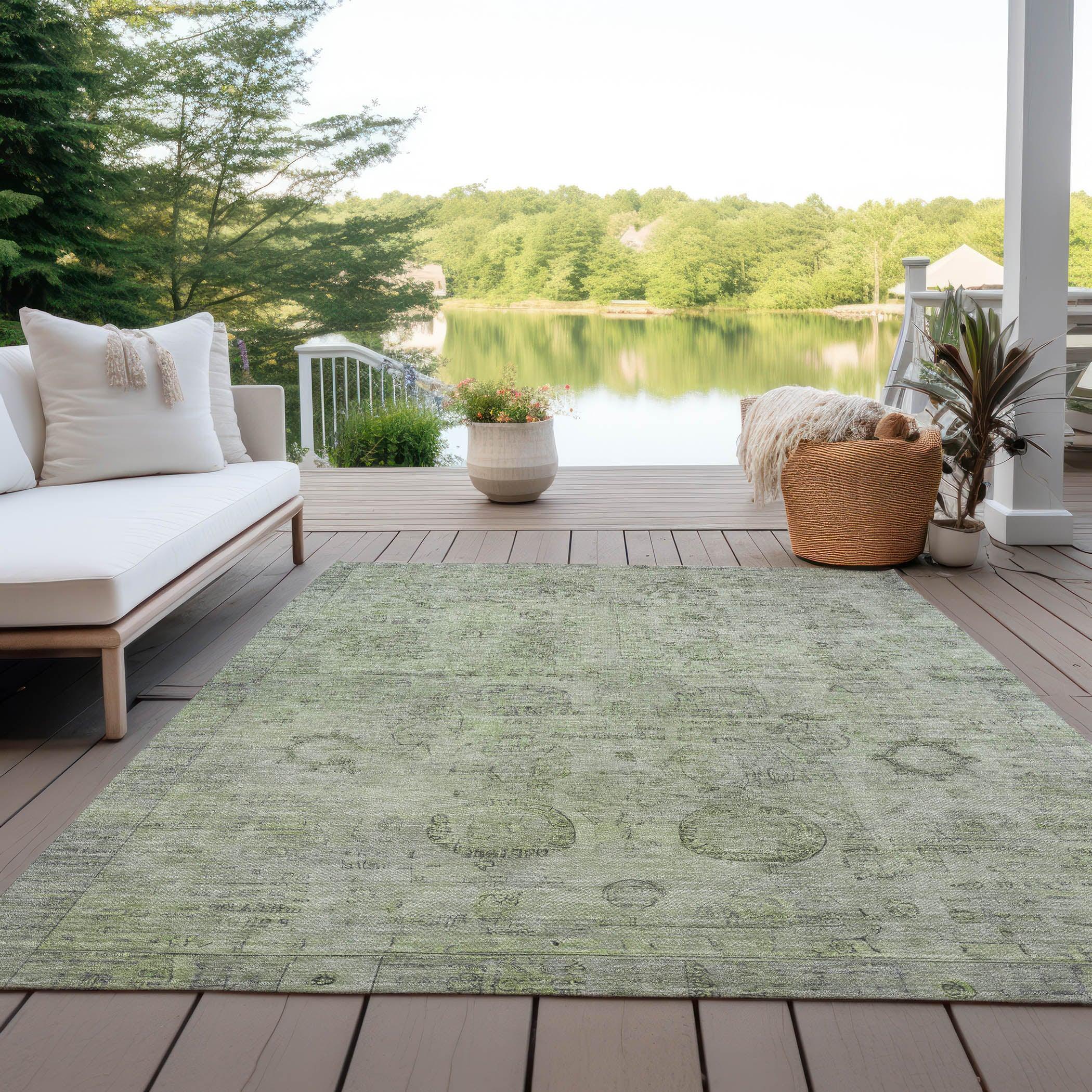 Addison Rugs Laeanor Green Washable Indoor-Outdoor Rug