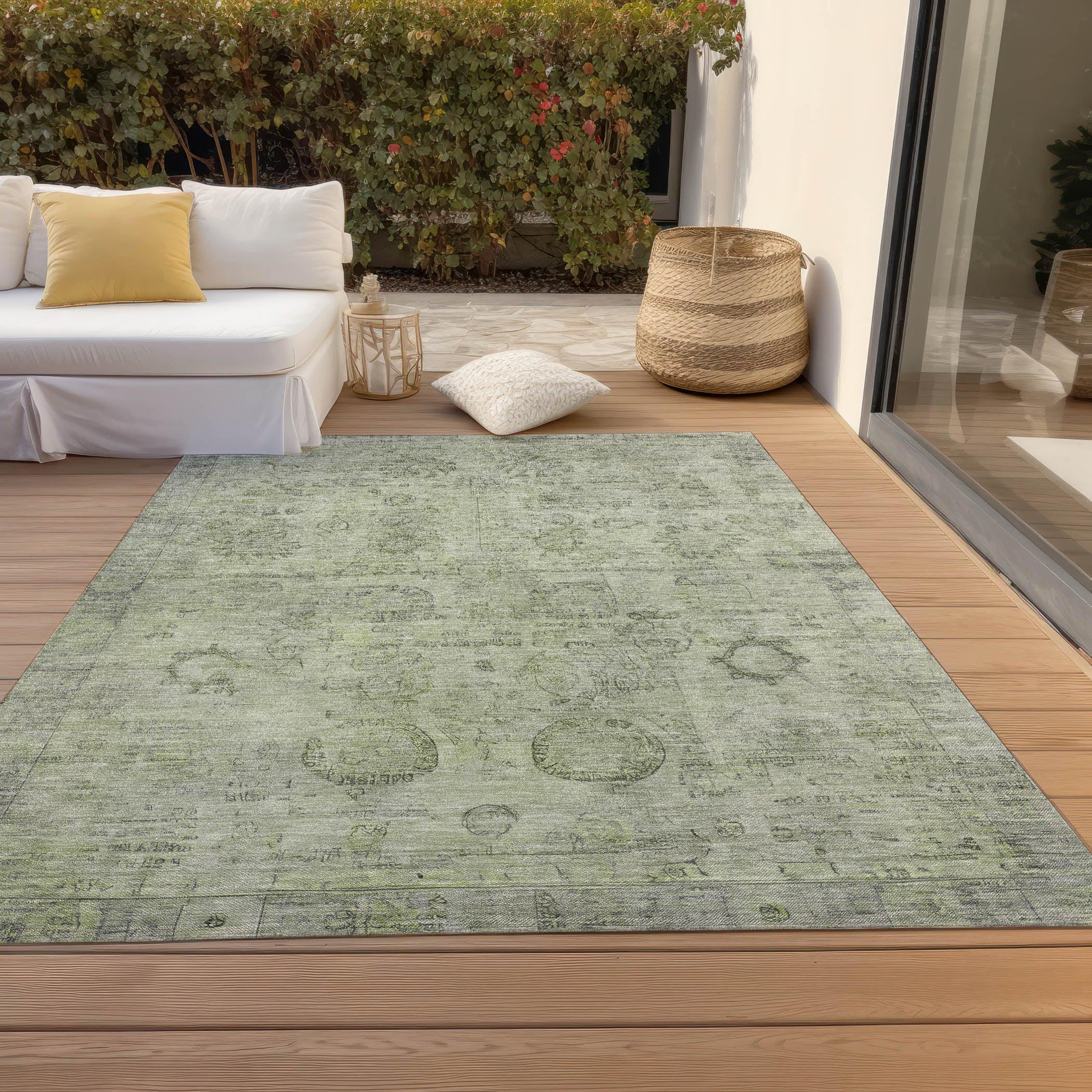 Addison Rugs Laeanor Green Washable Indoor-Outdoor Rug