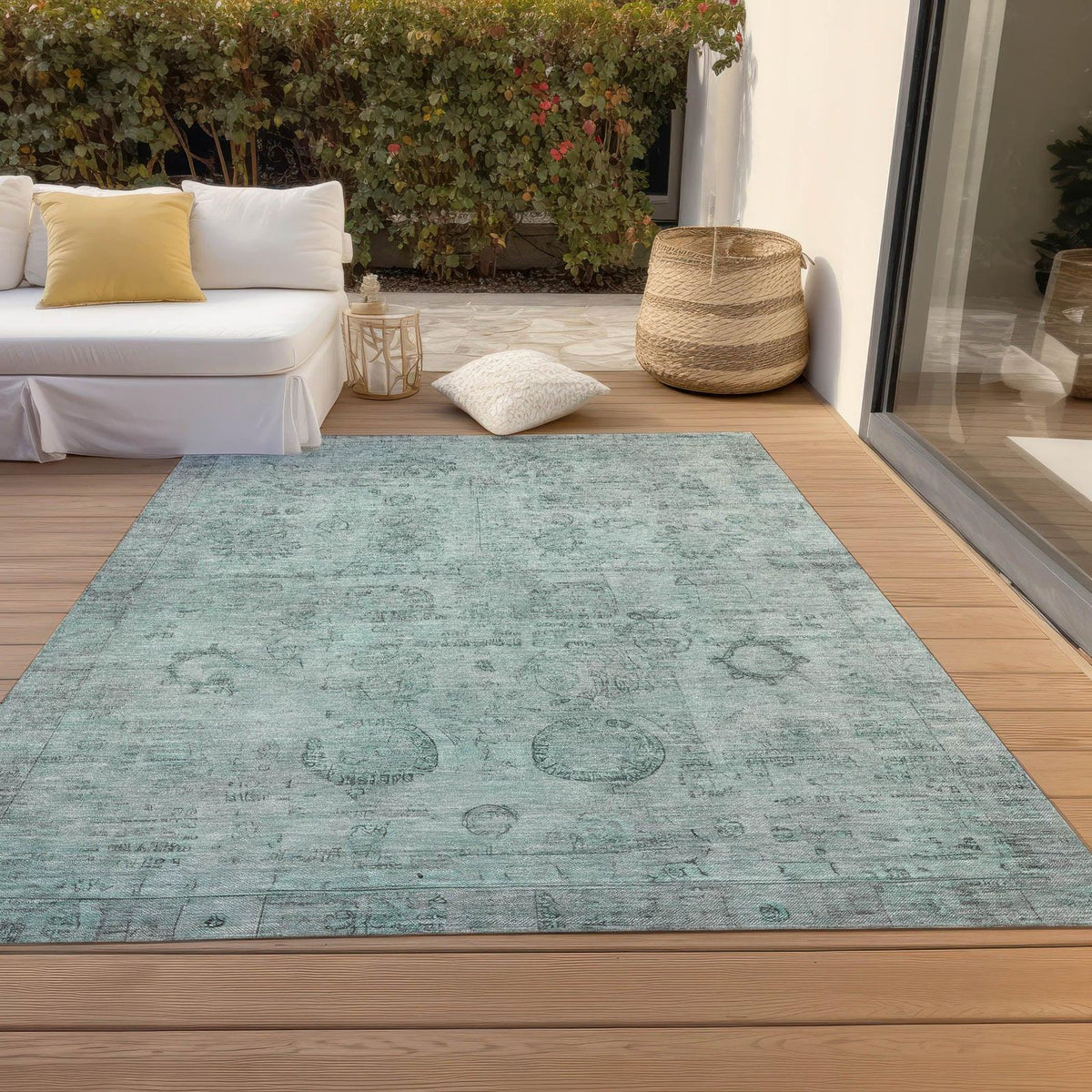 Addison Rugs Laeanor Teal Washable Indoor-Outdoor Rug