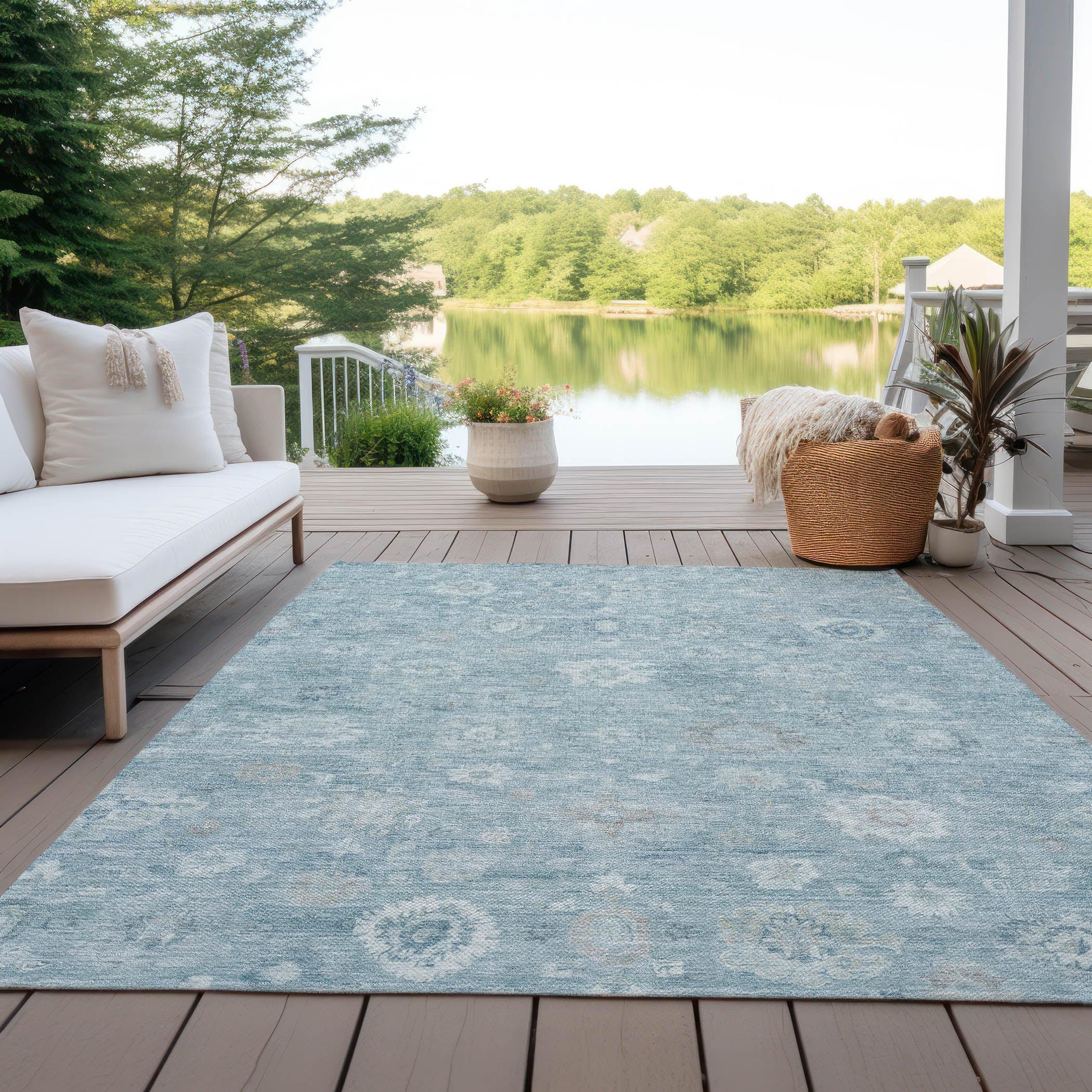 Addison Rugs Laeara Blue Washable Indoor-Outdoor Rug