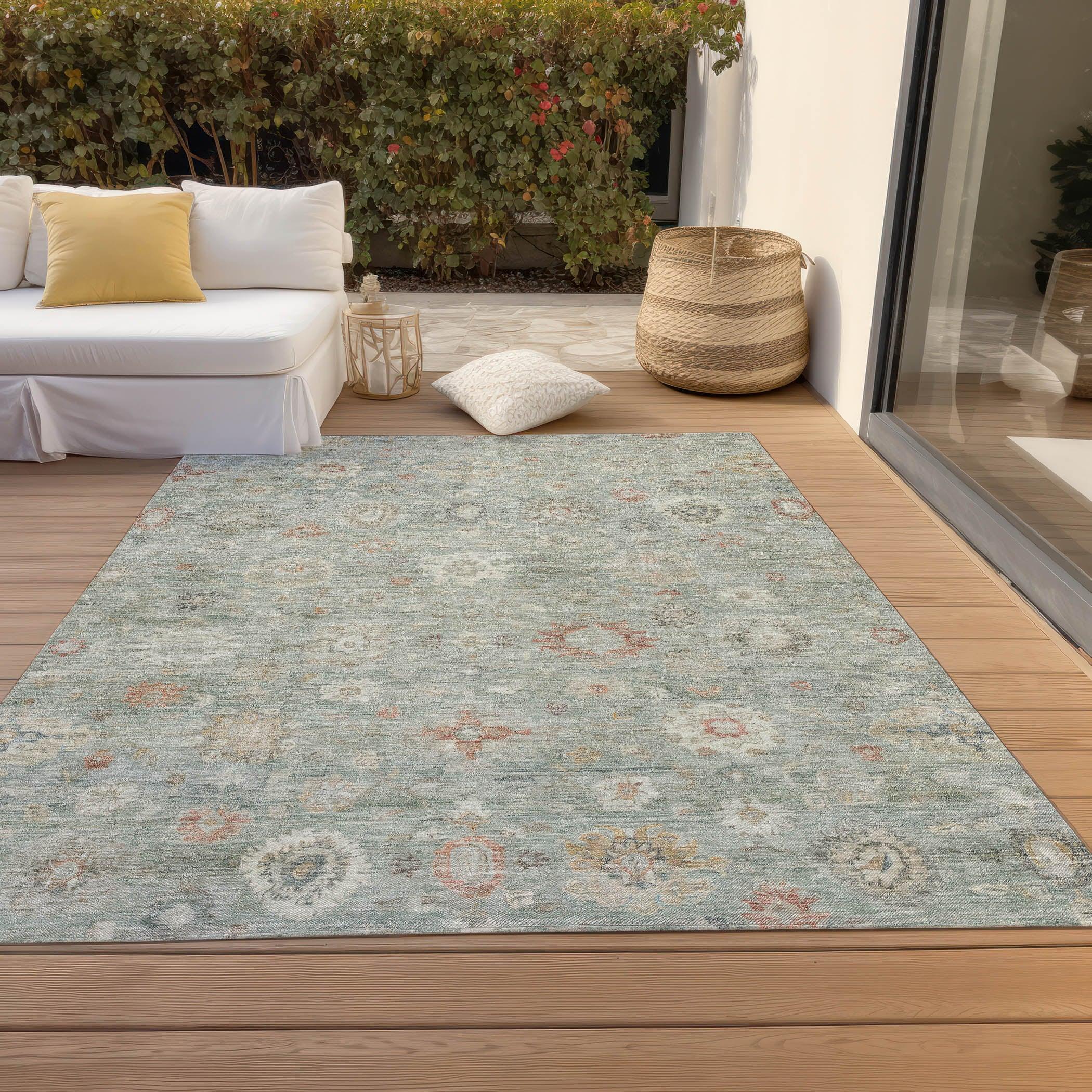 Addison Rugs Laeara Green Washable Indoor-Outdoor Rug